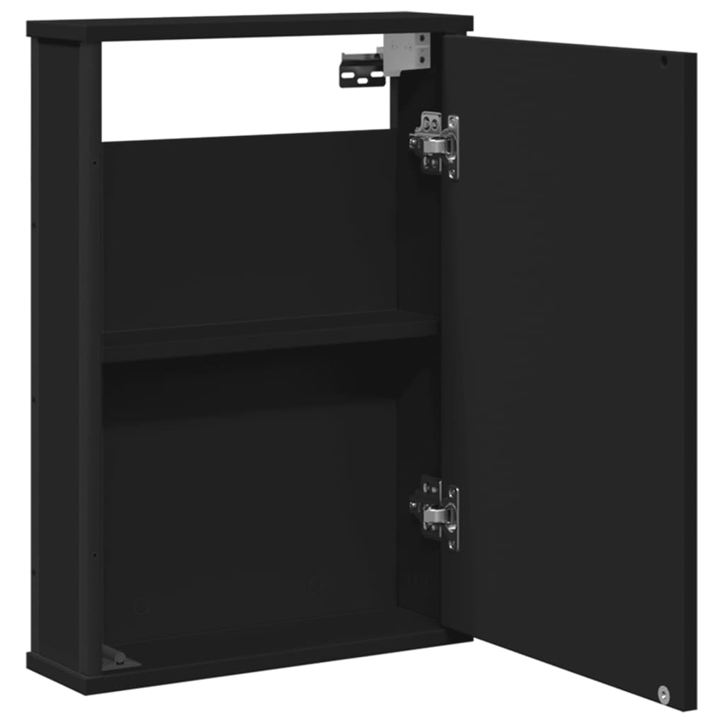 Baderomsspeil Skap Svart 42x12x60 cm