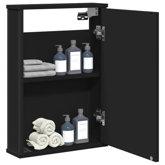 Baderomsspeil Skap Svart 42x12x60 cm