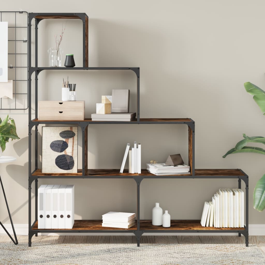 Bokhylle Røkt Eik 4 etasjer 139x33,5x149 cm