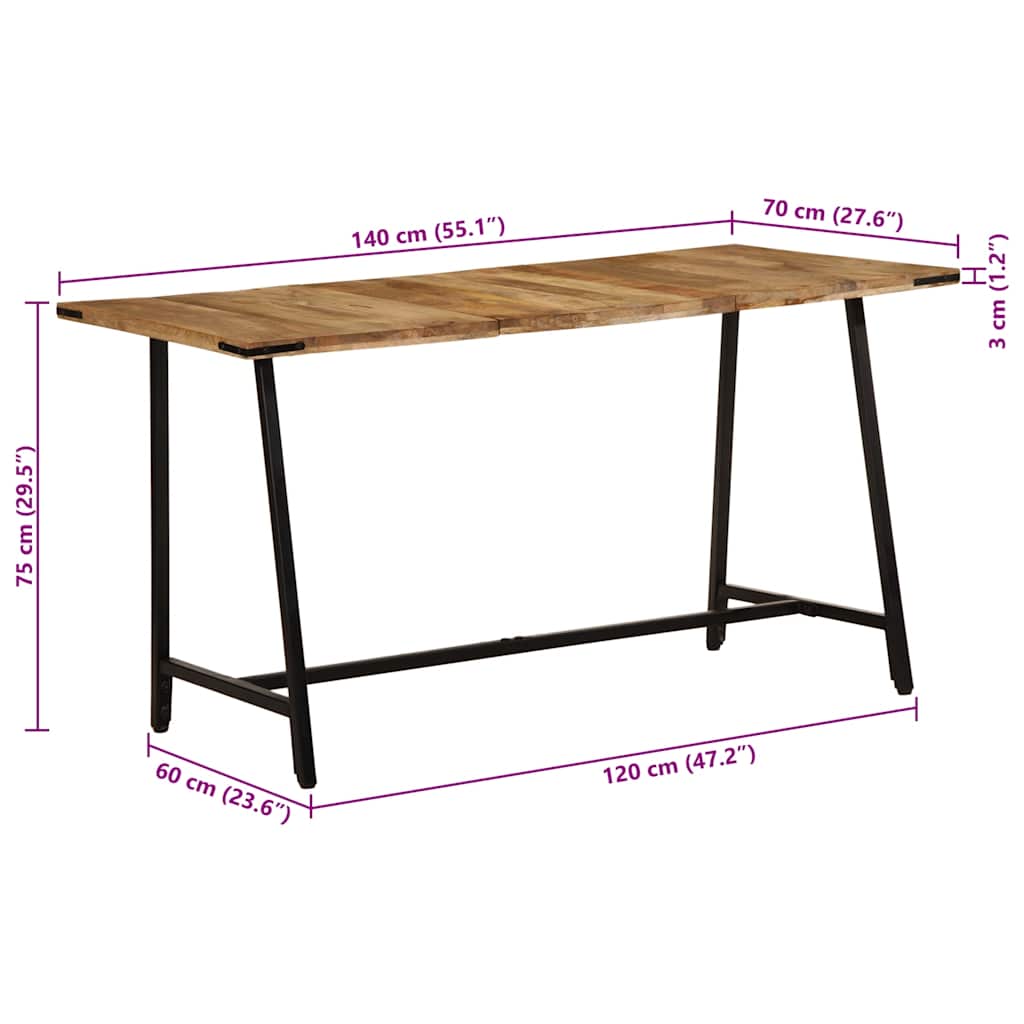Spisebord 140x70x75 cm heltre mango