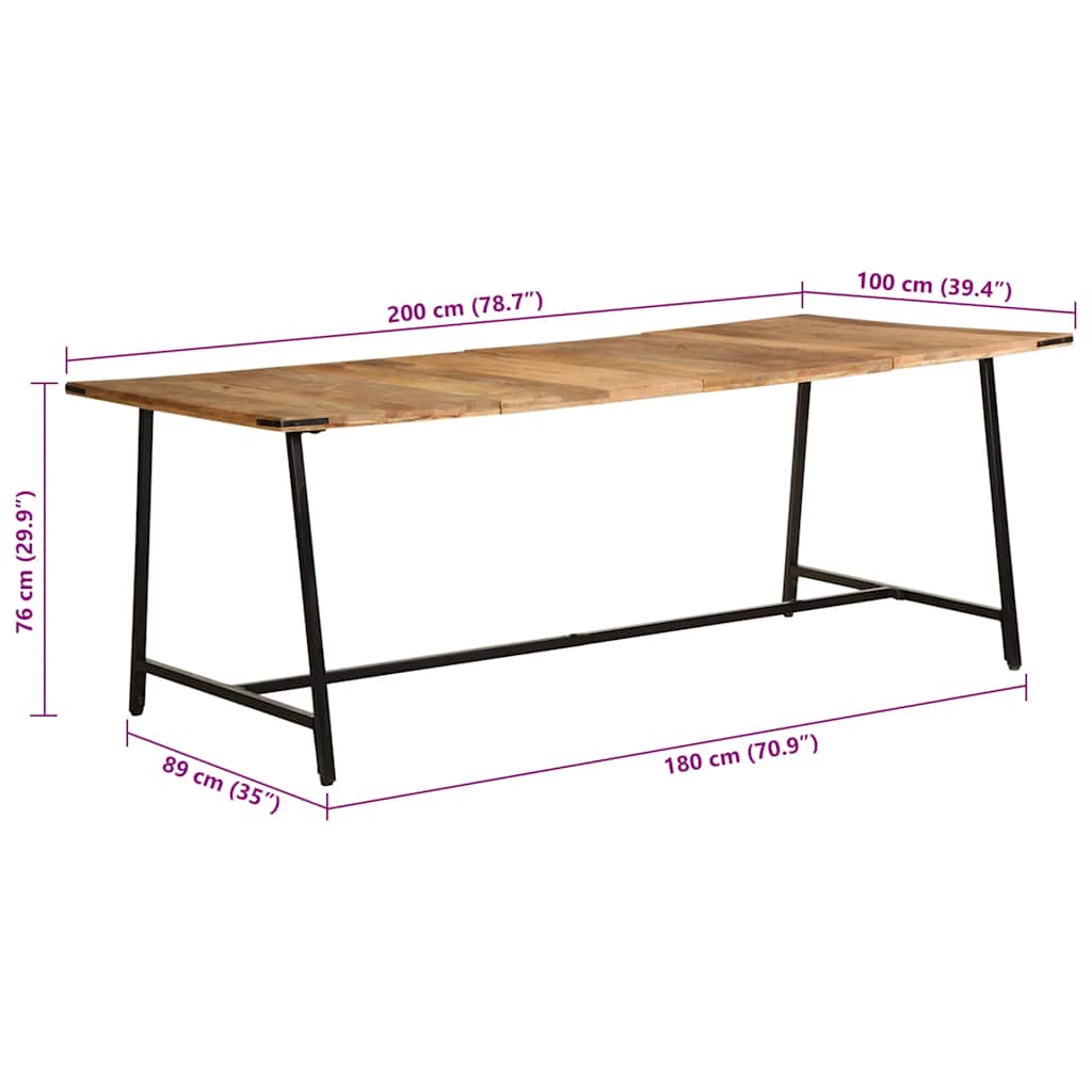 Spisebord 200x100x75 cm heltre mango