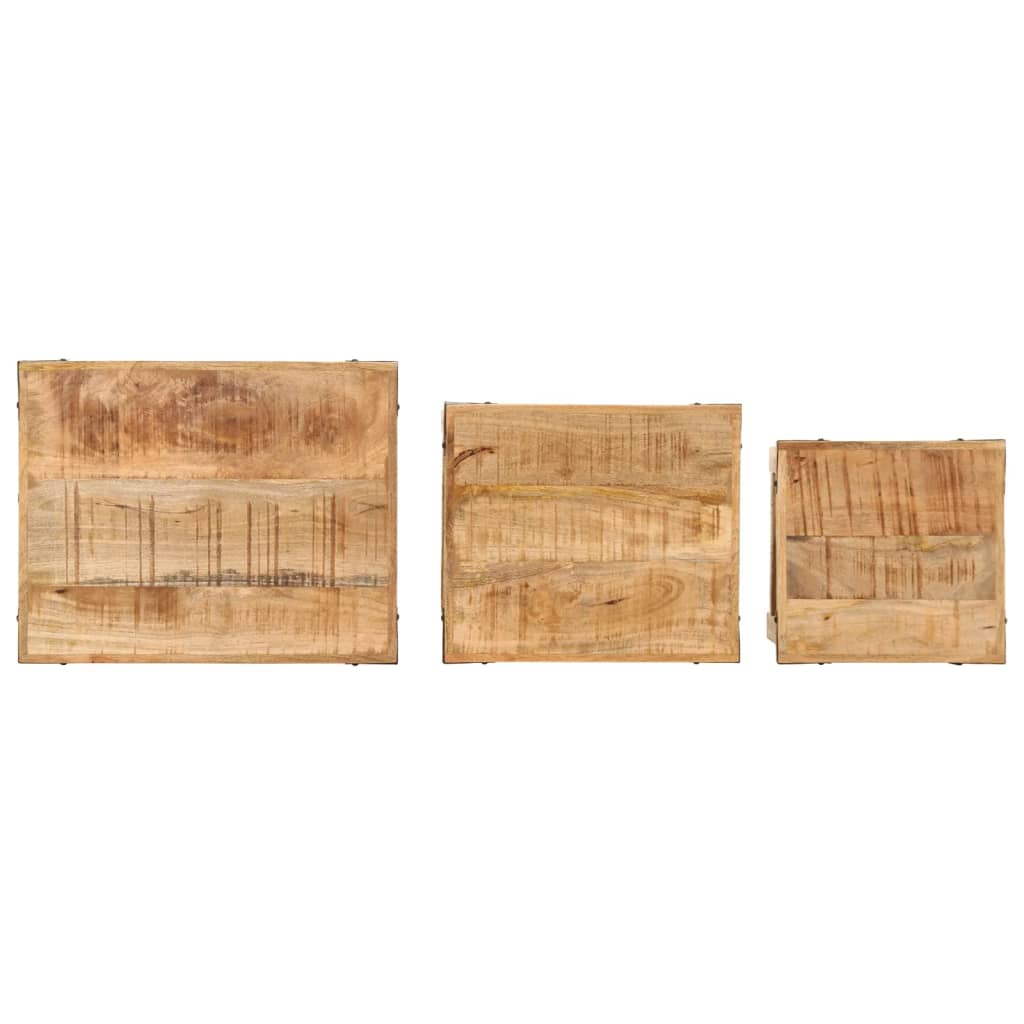 Sidebord Tre Stablebare 3 stk grovt heltre mangotre