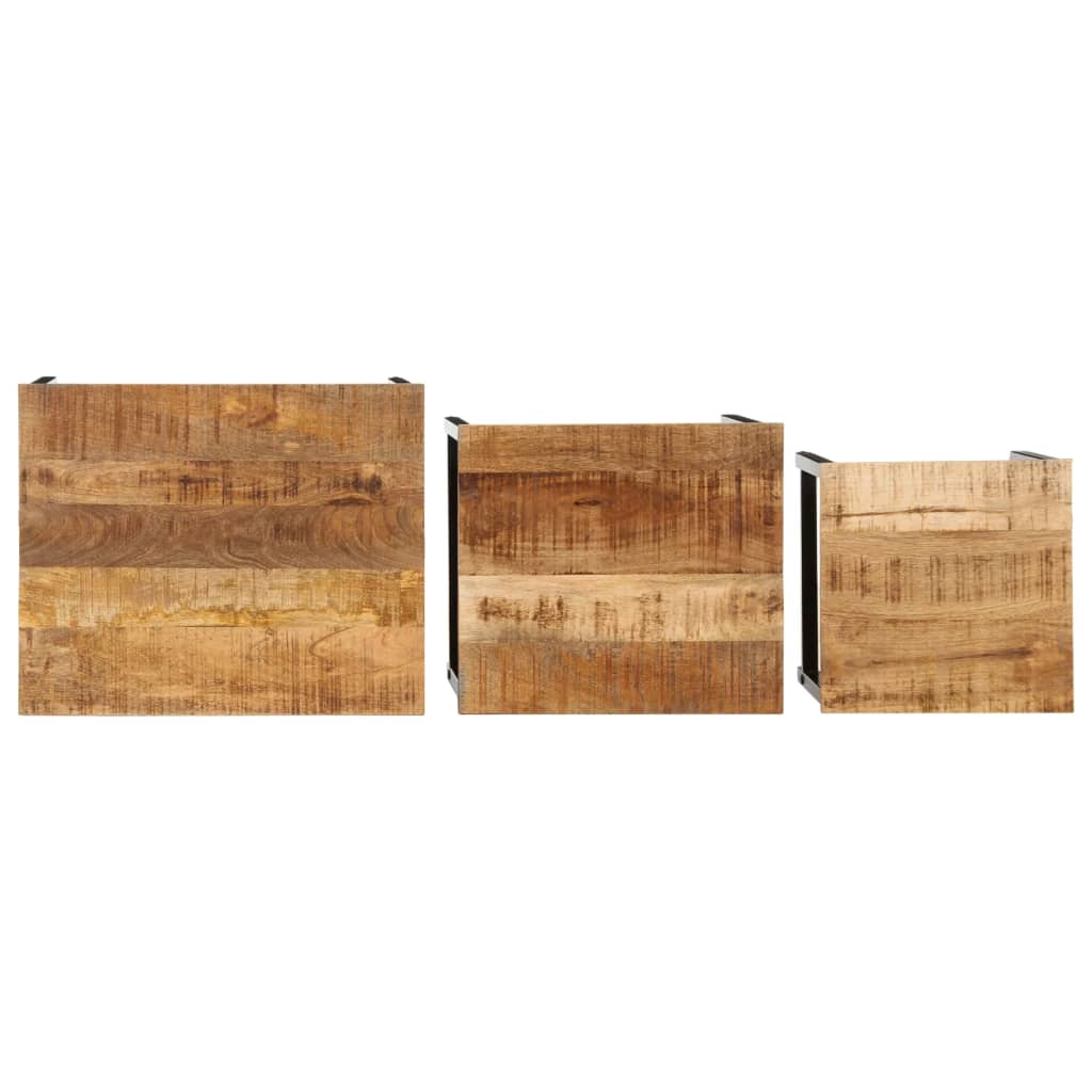 Stablebare sidebord 3 stk grovt heltre mangotre