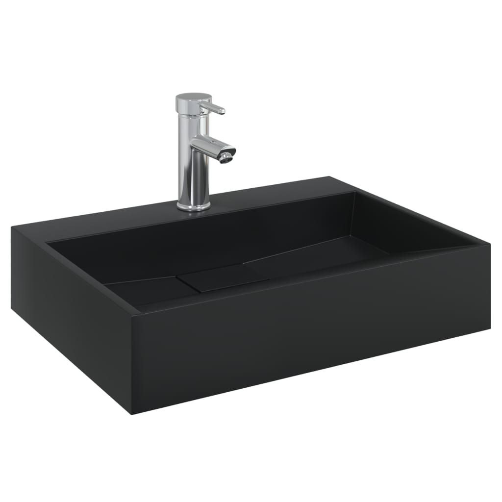 Baderomsvask 50x38x11 cm mineralstøpt/marmorstøpt Svart