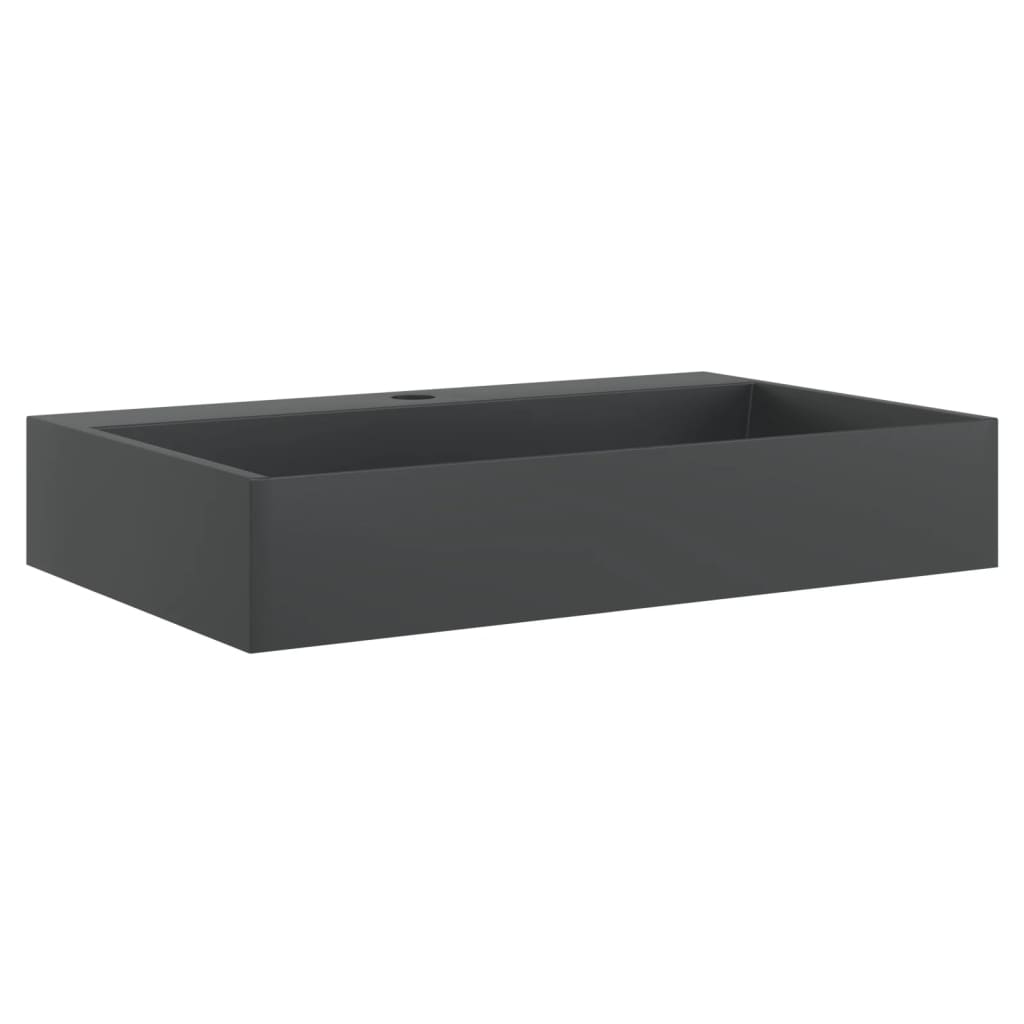 Baderomsvask 60x38x11 cm mineralstøpt/marmorstøpt Svart