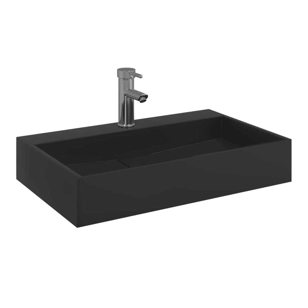 Baderomsvask 60x38x11 cm mineralstøpt/marmorstøpt Svart