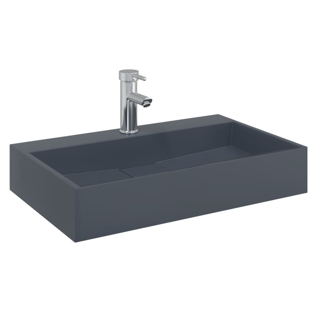 Baderomsvask 60x38x11 cm mineralstøpt/marmorstøpt antrasitt