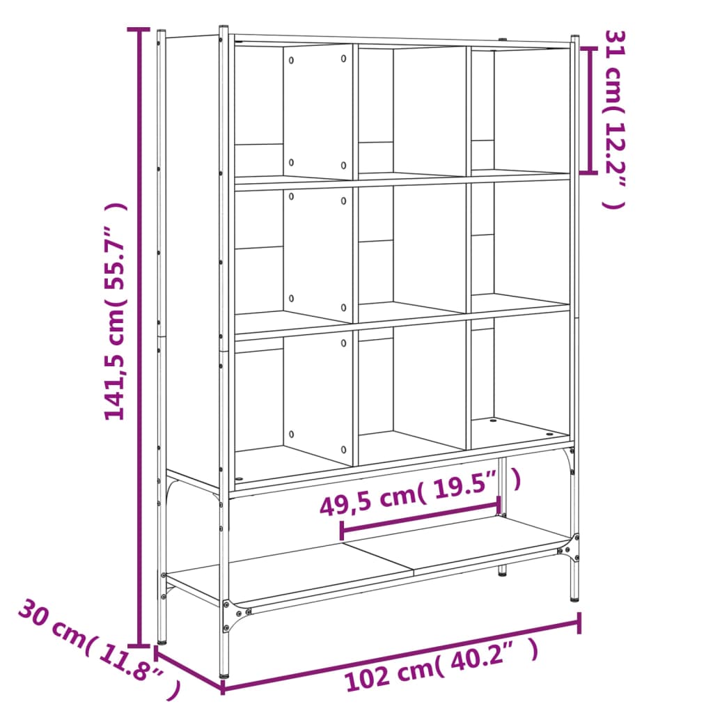 Bokhylle Brun Eik 102x30x141,5 cm