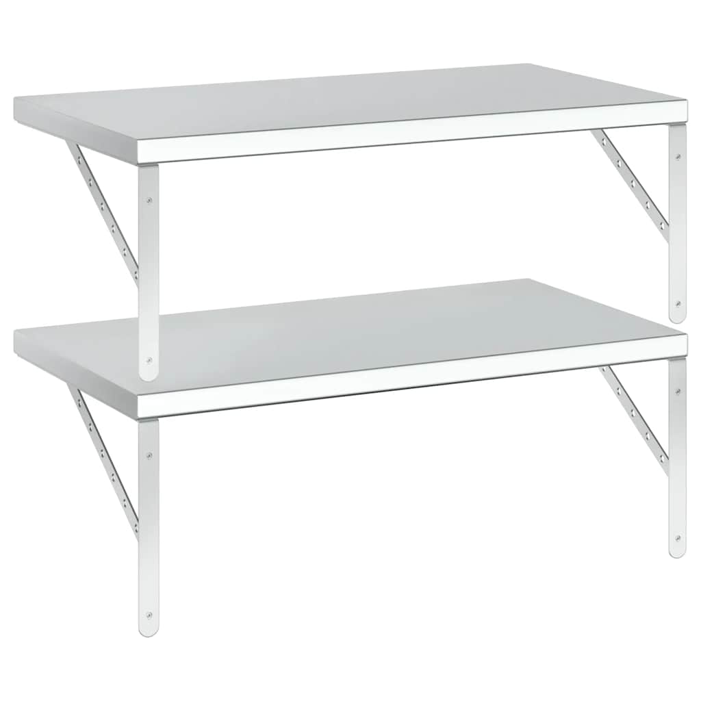 Vegghylle DIV. 2 stk 75x40 cm sølv rustfritt stål