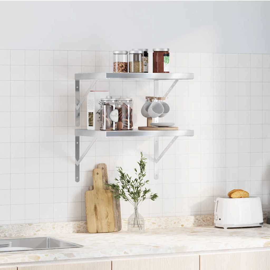 Vegghylle DIV. 2 stk 50x40 cm sølv rustfritt stål