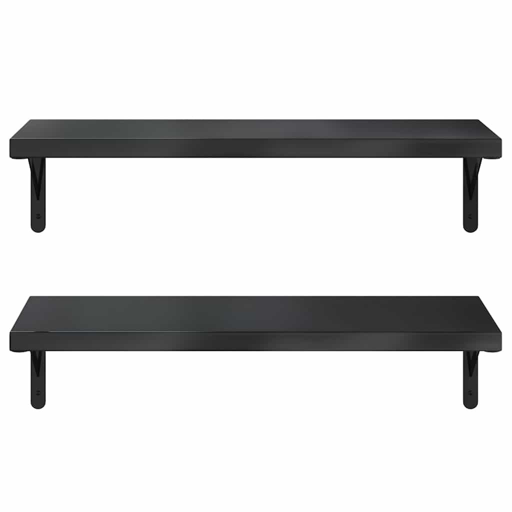 Vegghylle DIV. 2 stk 75x30 cm Svart rustfritt stål