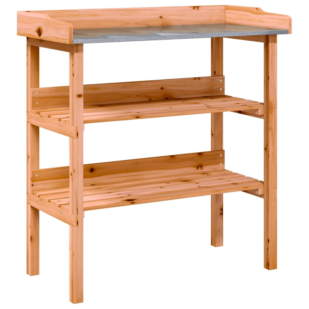 Utendørs Blomsterstativ Plantebord med hyller brun 78x38x82,5 cm heltre gran