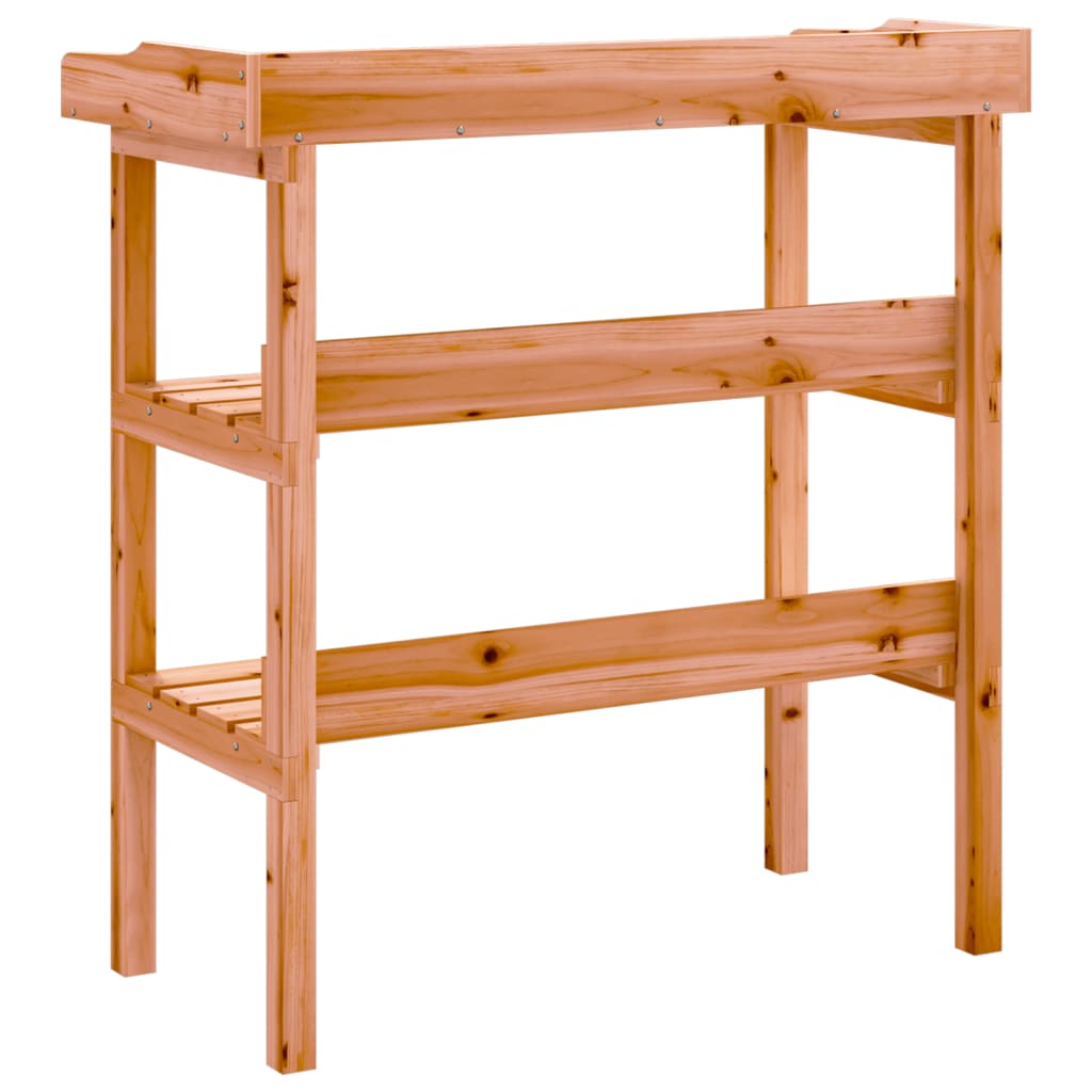 Utendørs Blomsterstativ Plantebord med hyller brun 78x38x82,5 cm heltre gran