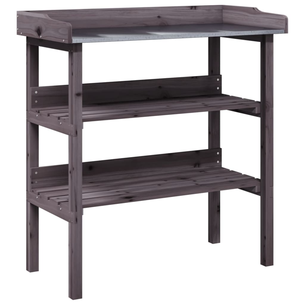 Utendørs Blomsterstativ Plantebord med hyller Grå 78x38x82,5 cm heltre gran