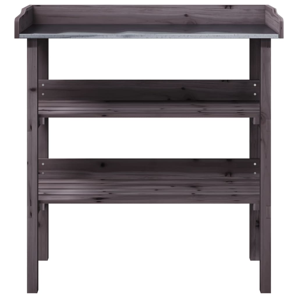 Utendørs Blomsterstativ Plantebord med hyller Grå 78x38x82,5 cm heltre gran