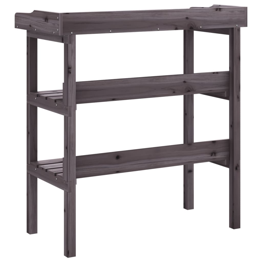 Utendørs Blomsterstativ Plantebord med hyller Grå 78x38x82,5 cm heltre gran