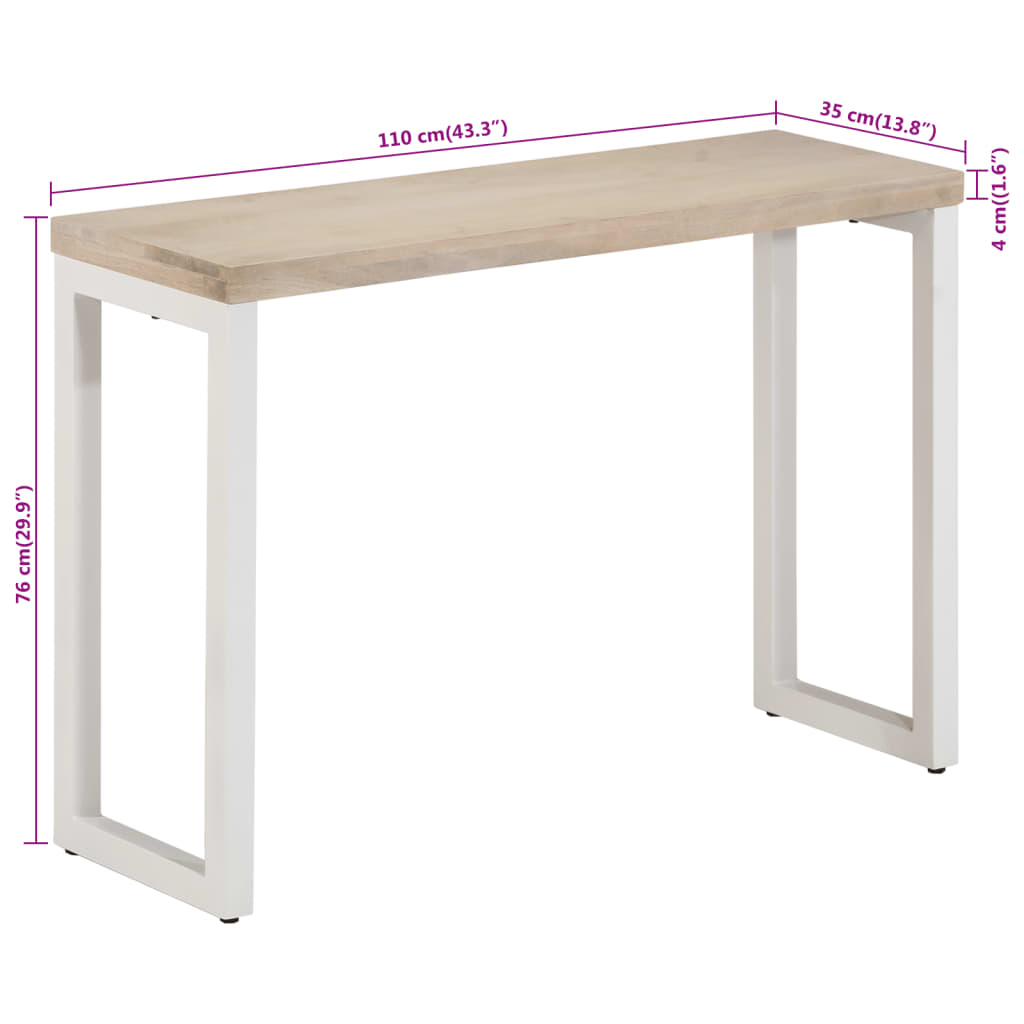 Avlastningsbord Konsollbord Tre Brun 110x35x76 cm heltre mango og jern