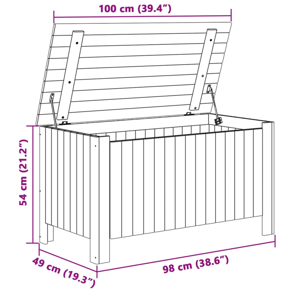 Putekasse med lokk RANA 100x49x54 cm heltre furu