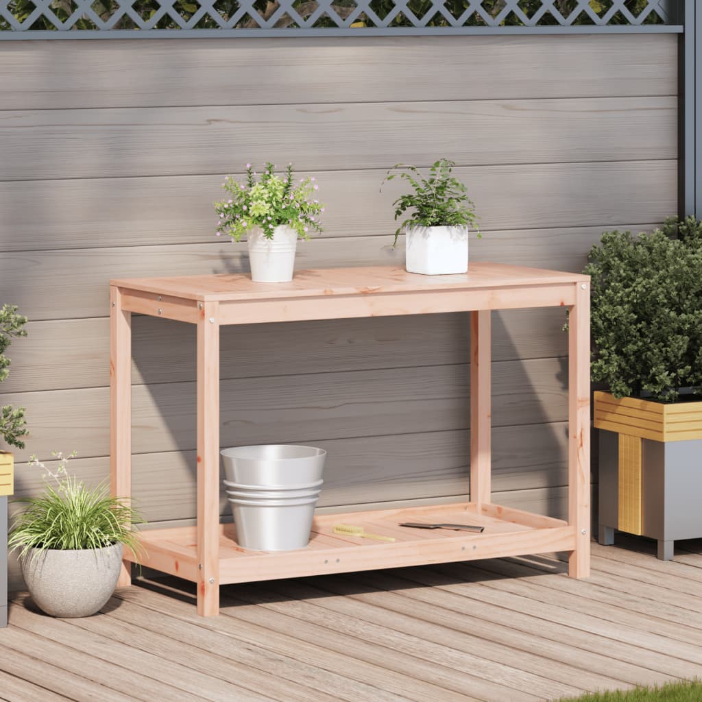 Utendørs Blomsterstativ Plantebord med hylle 108x50x75 cm heltre furu