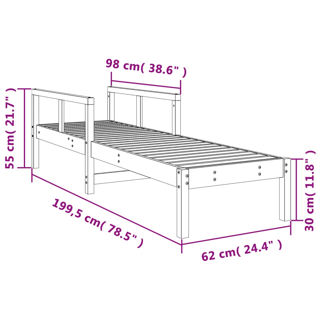 Solseng Tre voksbrun 199,5x62x55 cm heltre furu