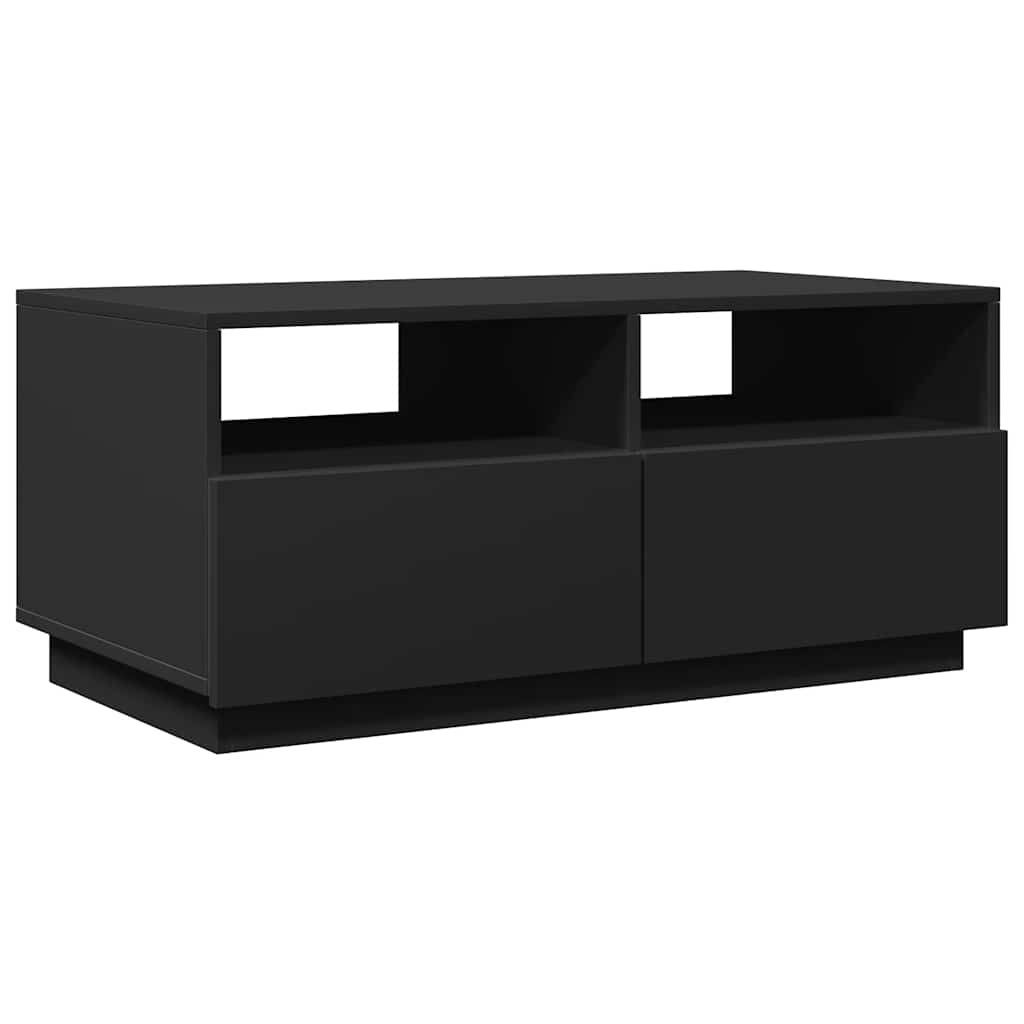 Salongbord Sofabord Svart med LED-lys 90x49x40 cm