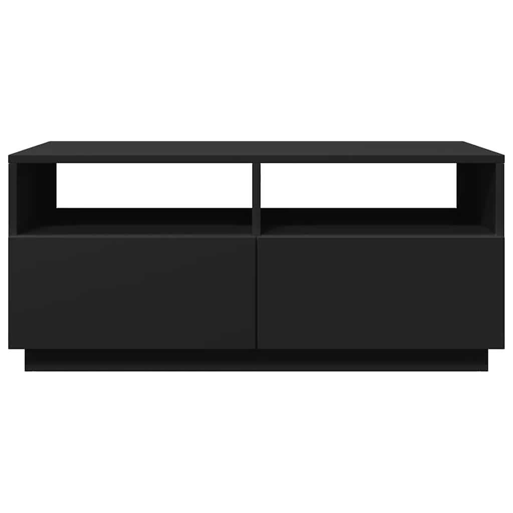 Salongbord Sofabord Svart med LED-lys 90x49x40 cm