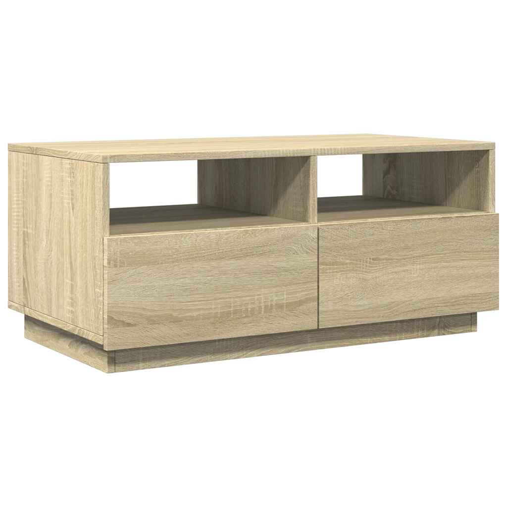 Salongbord Sofabord Sonoma Eik med LED-lys 90x49x40 cm