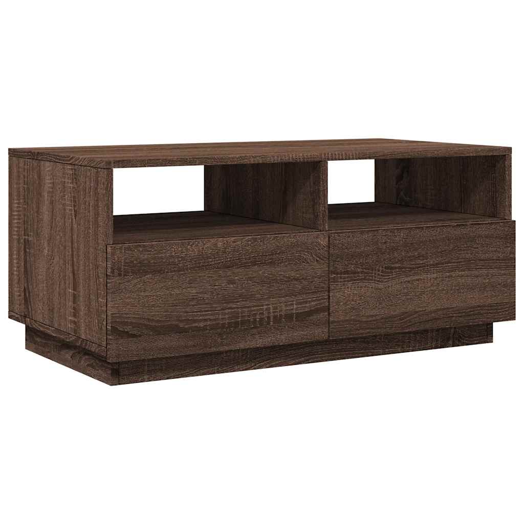 Salongbord Sofabord Brun Eik med LED-lys 90x49x40 cm