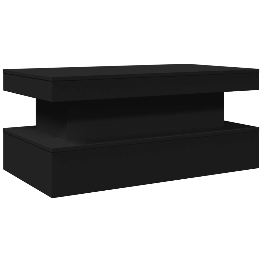 Salongbord Sofabord Svart med LED-lys 90x50x40 cm