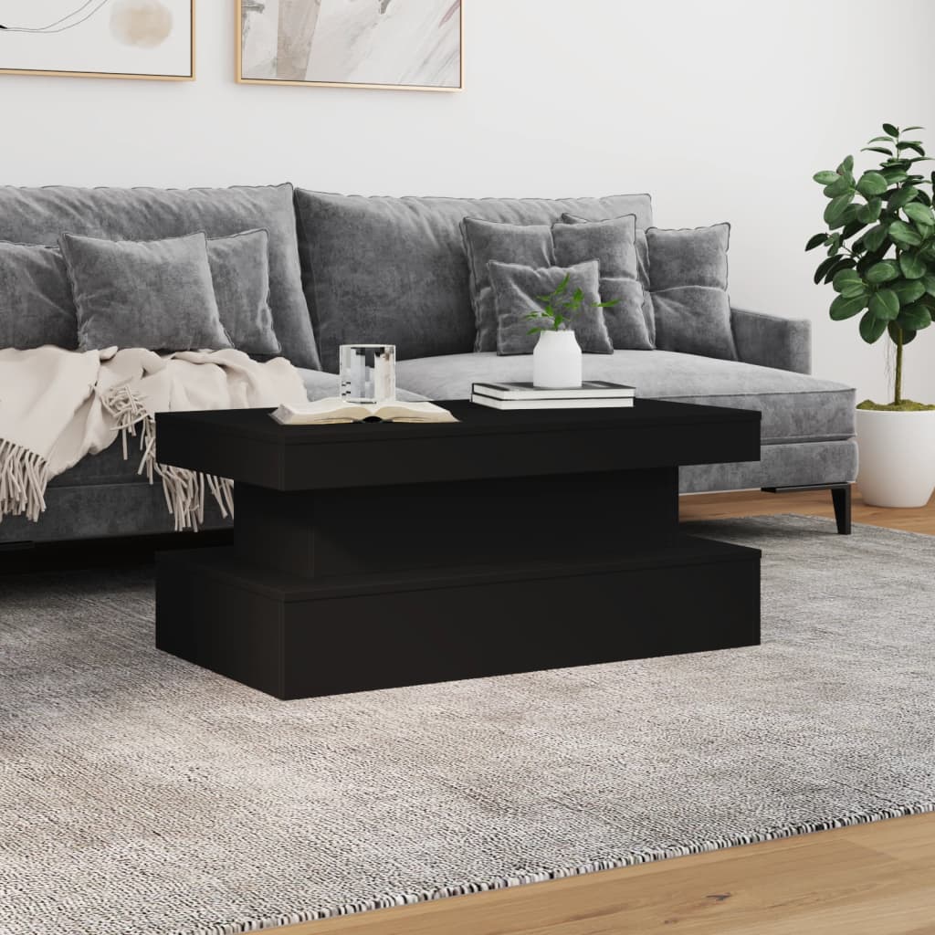 Salongbord Sofabord Svart med LED-lys 90x50x40 cm
