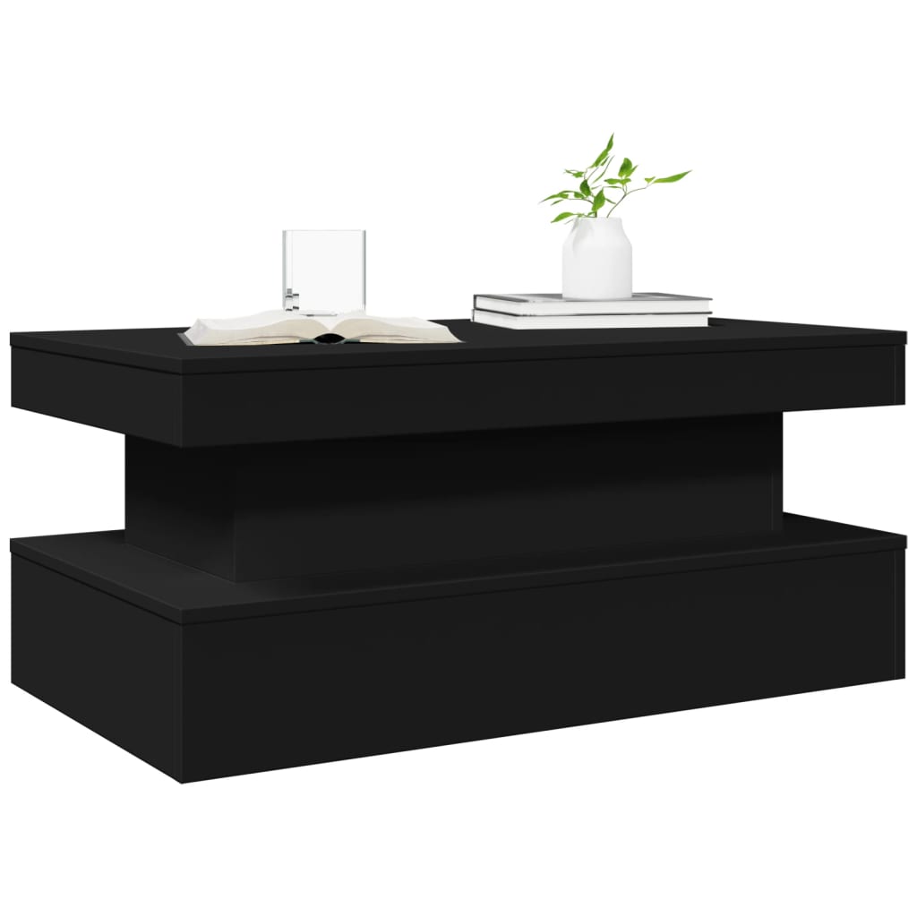 Salongbord Sofabord Svart med LED-lys 90x50x40 cm