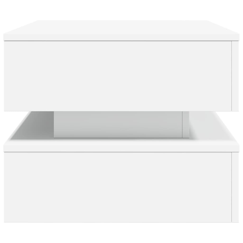Salongbord Sofabord Hvit med LED-lys 90x50x40 cm