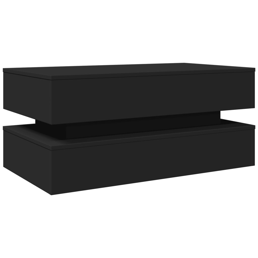 Salongbord Sofabord Svart med LED-lys 90x50x40 cm