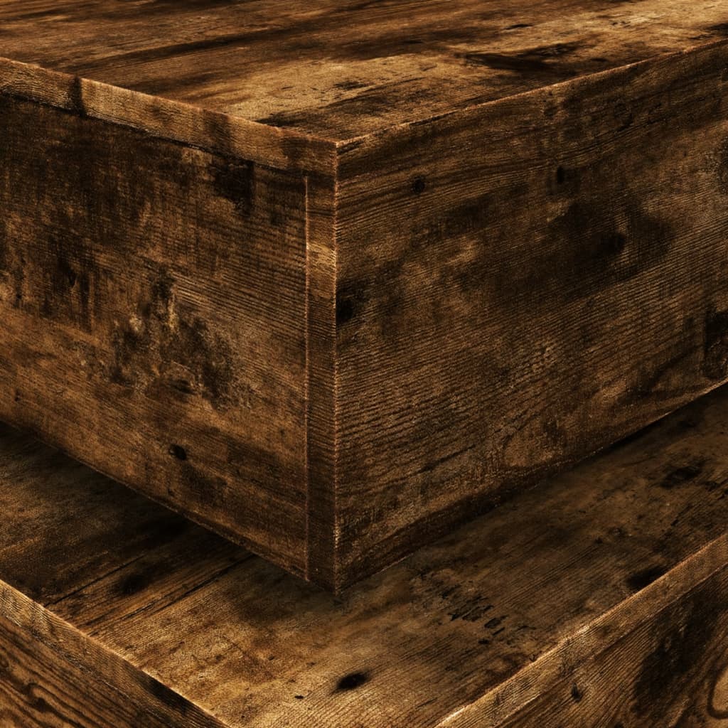 Salongbord Sofabord Røkt Eik med LED-lys 90x50x40 cm