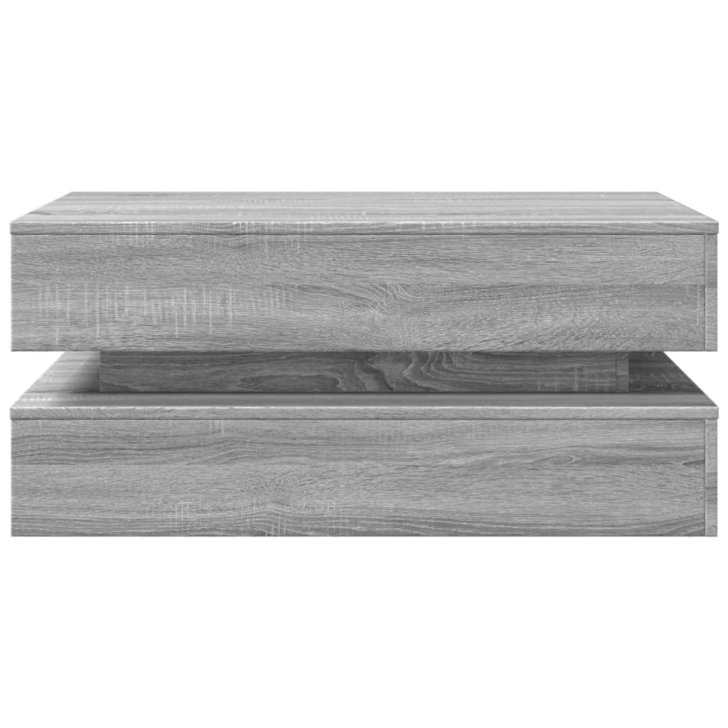Salongbord Sofabord Sonoma Grå med LED-lys 90x50x40 cm