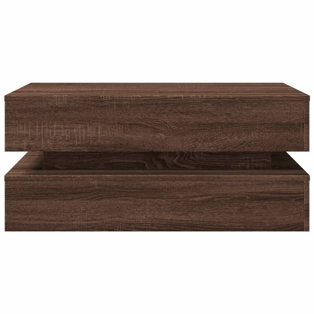 Salongbord Sofabord Brun Eik med LED-lys 90x50x40 cm