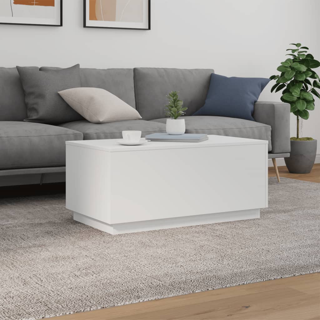 Salongbord Sofabord Hvit med LED-lys 90x50x40 cm