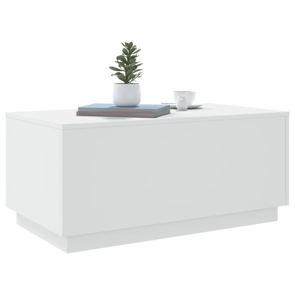 Salongbord Sofabord Hvit med LED-lys 90x50x40 cm