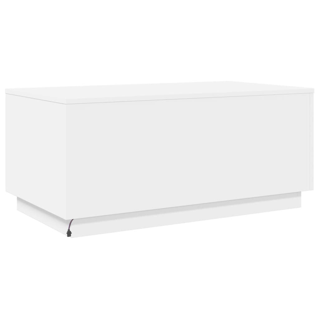 Salongbord Sofabord Hvit med LED-lys 90x50x40 cm