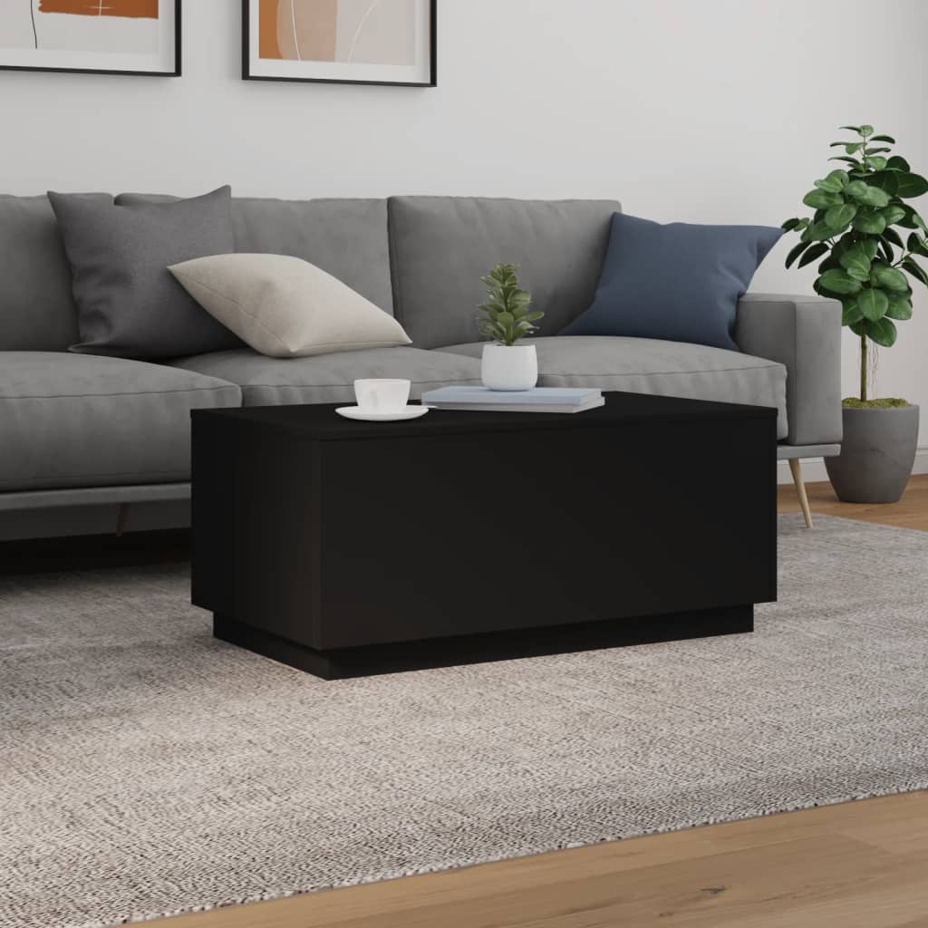 Salongbord Sofabord Svart med LED-lys 90x50x40 cm