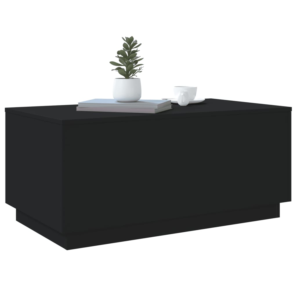 Salongbord Sofabord Svart med LED-lys 90x50x40 cm