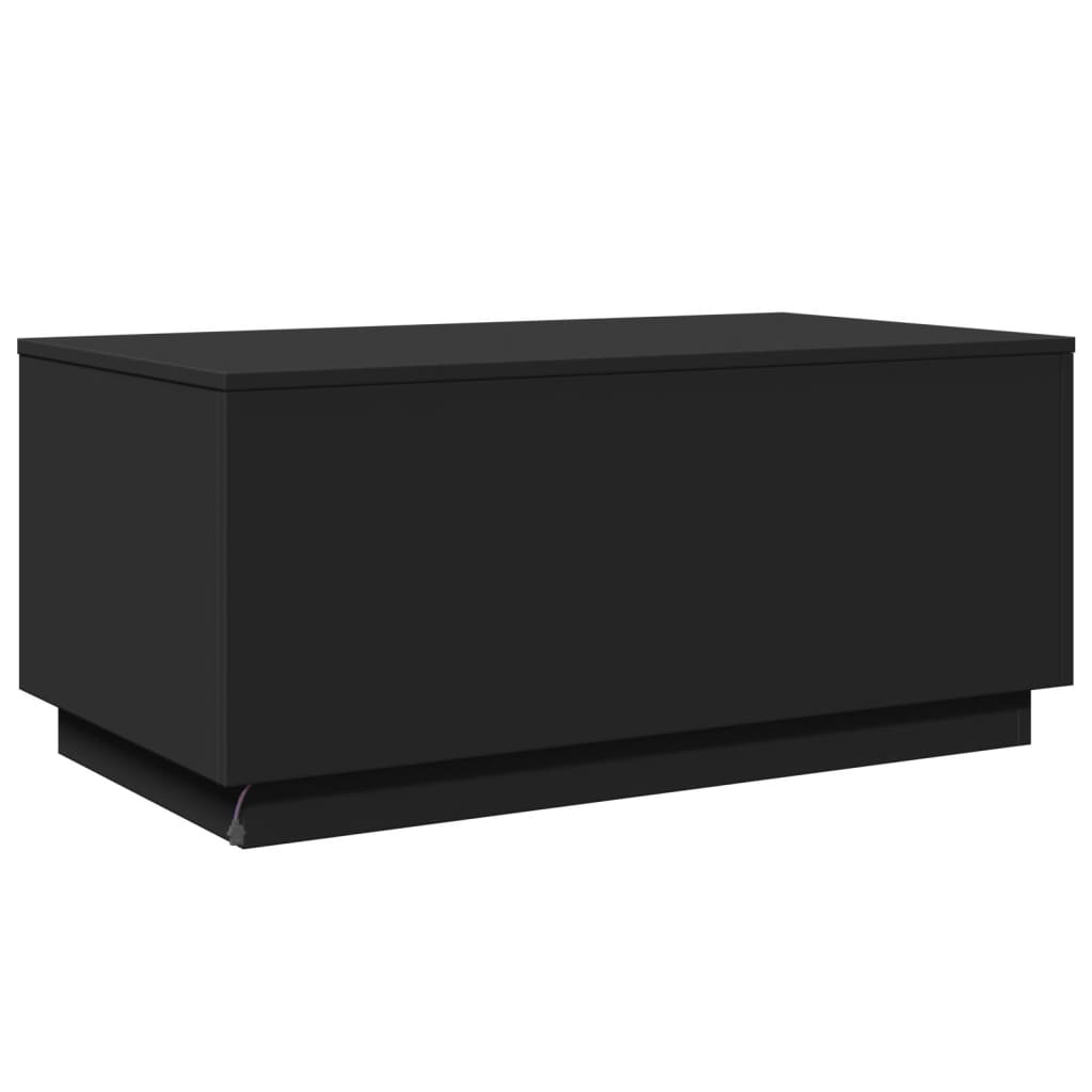 Salongbord Sofabord Svart med LED-lys 90x50x40 cm