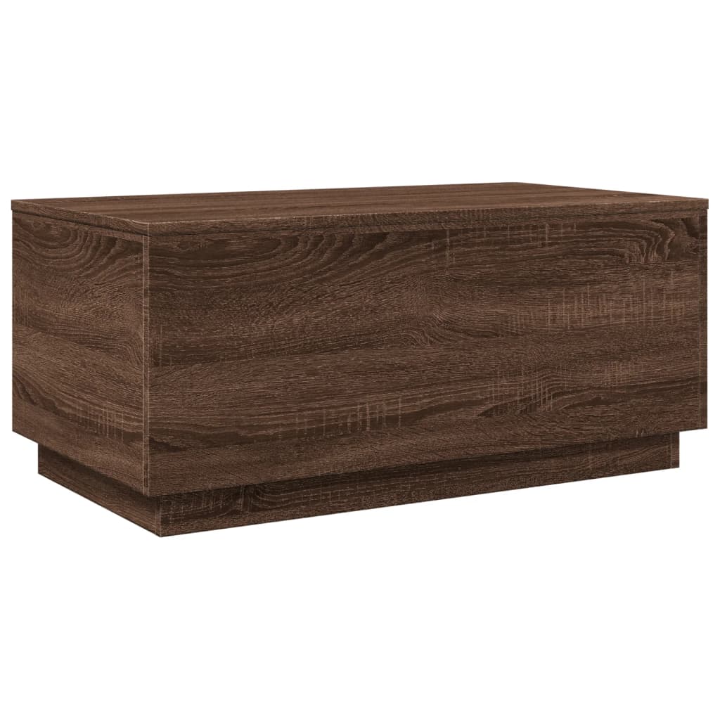 Salongbord Sofabord Brun Eik med LED-lys 90x50x40 cm