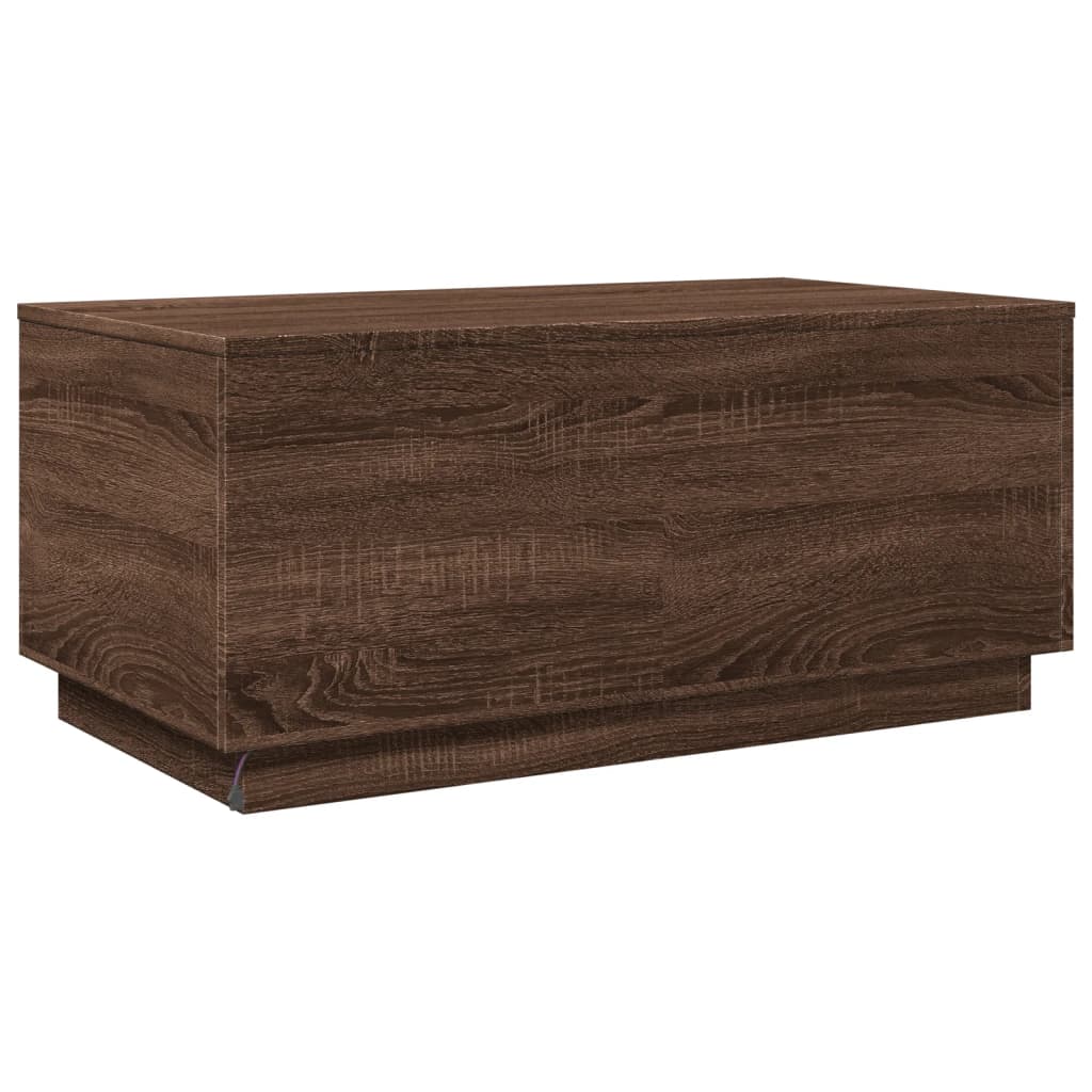 Salongbord Sofabord Brun Eik med LED-lys 90x50x40 cm