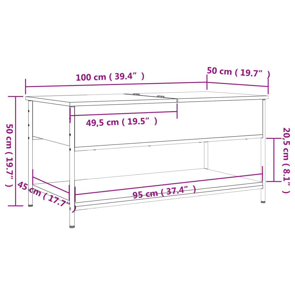 Salongbord Sofabord Brun Eik 100x50x50 cm