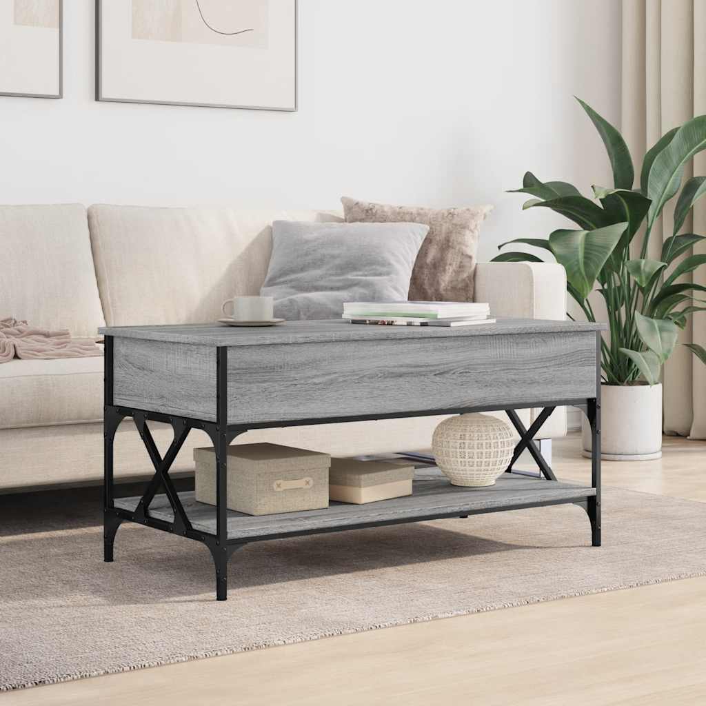Salongbord Sofabord Sonoma Grå 100x55x50 cm og metall