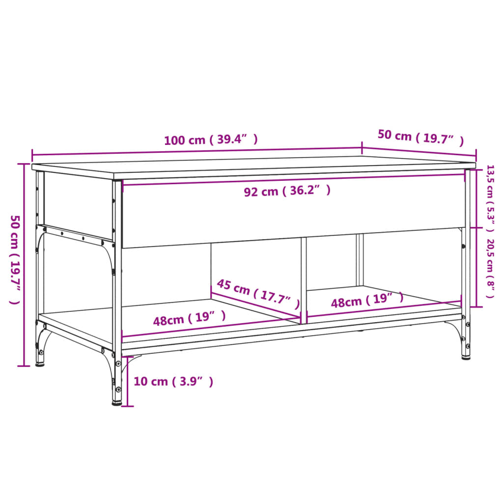 Salongbord Sofabord Svart 100x50x50 cm