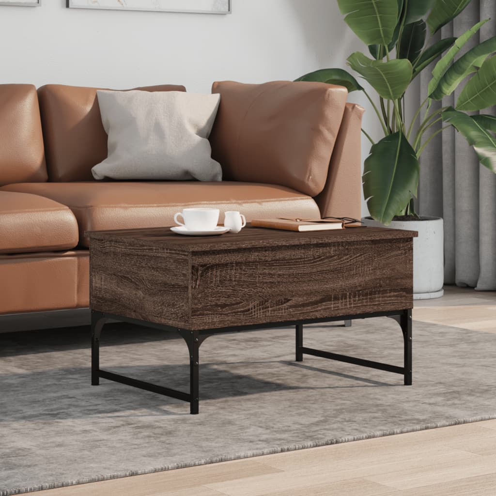 Salongbord Sofabord Brun Eik 70x50x40 cm og metall