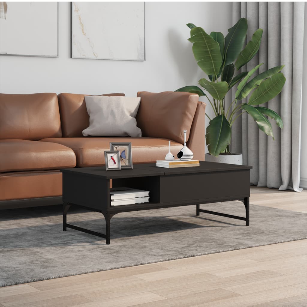 Salongbord Sofabord Svart 100x50x35 cm og metall