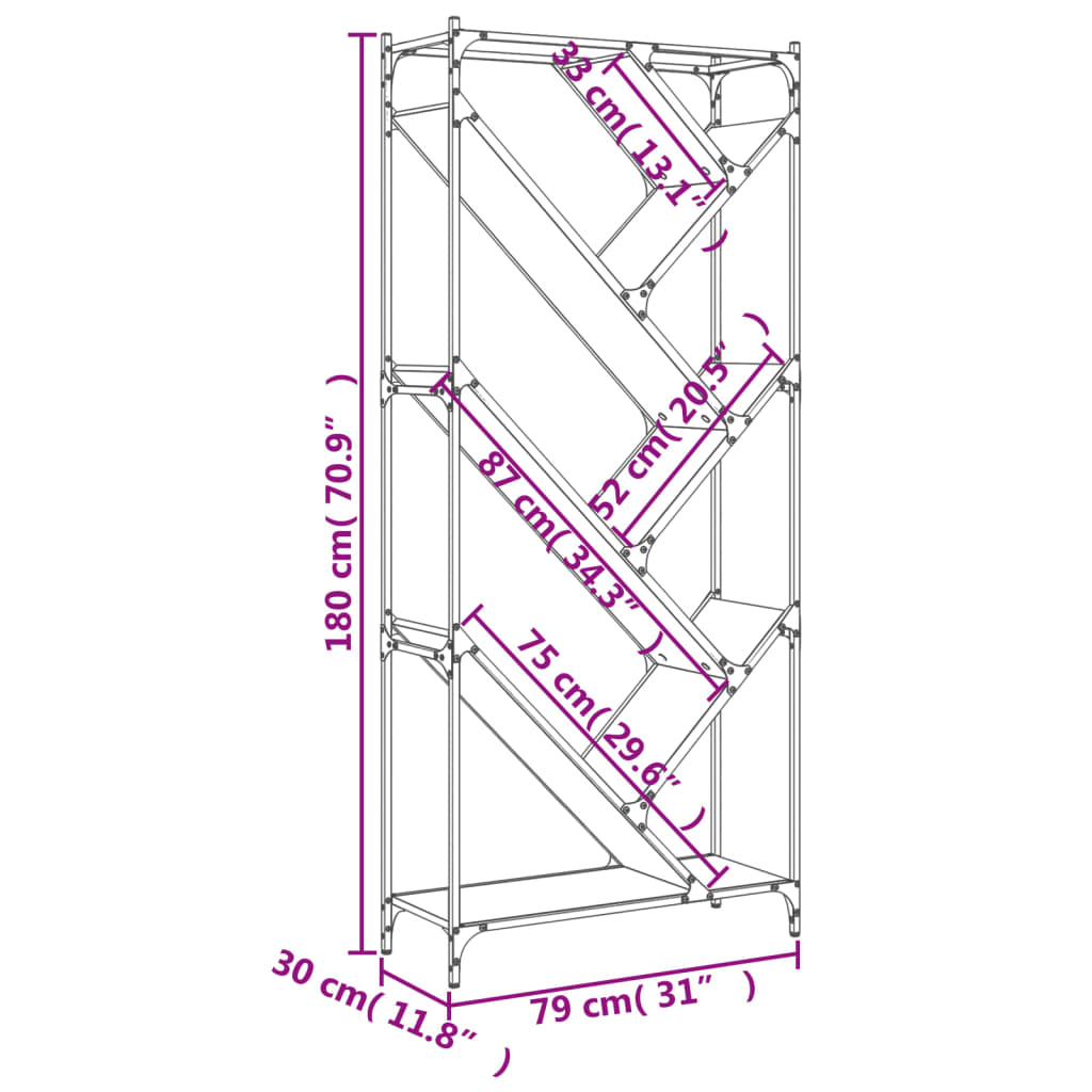 Bokhylle Sonoma Eik 79x30x180 cm